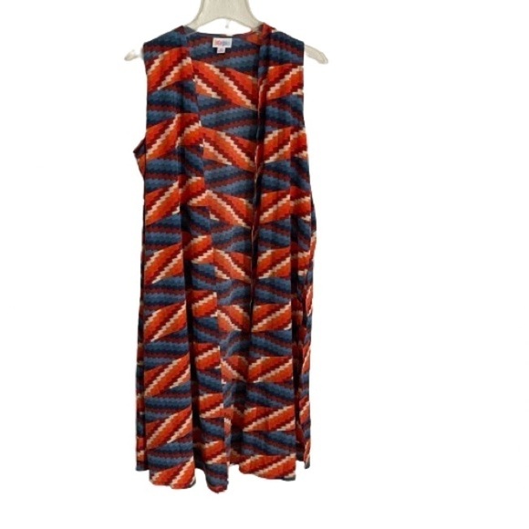 Lularoe Long Duster Kimono Orange Blue Size Medium! - Picture 2 of 7